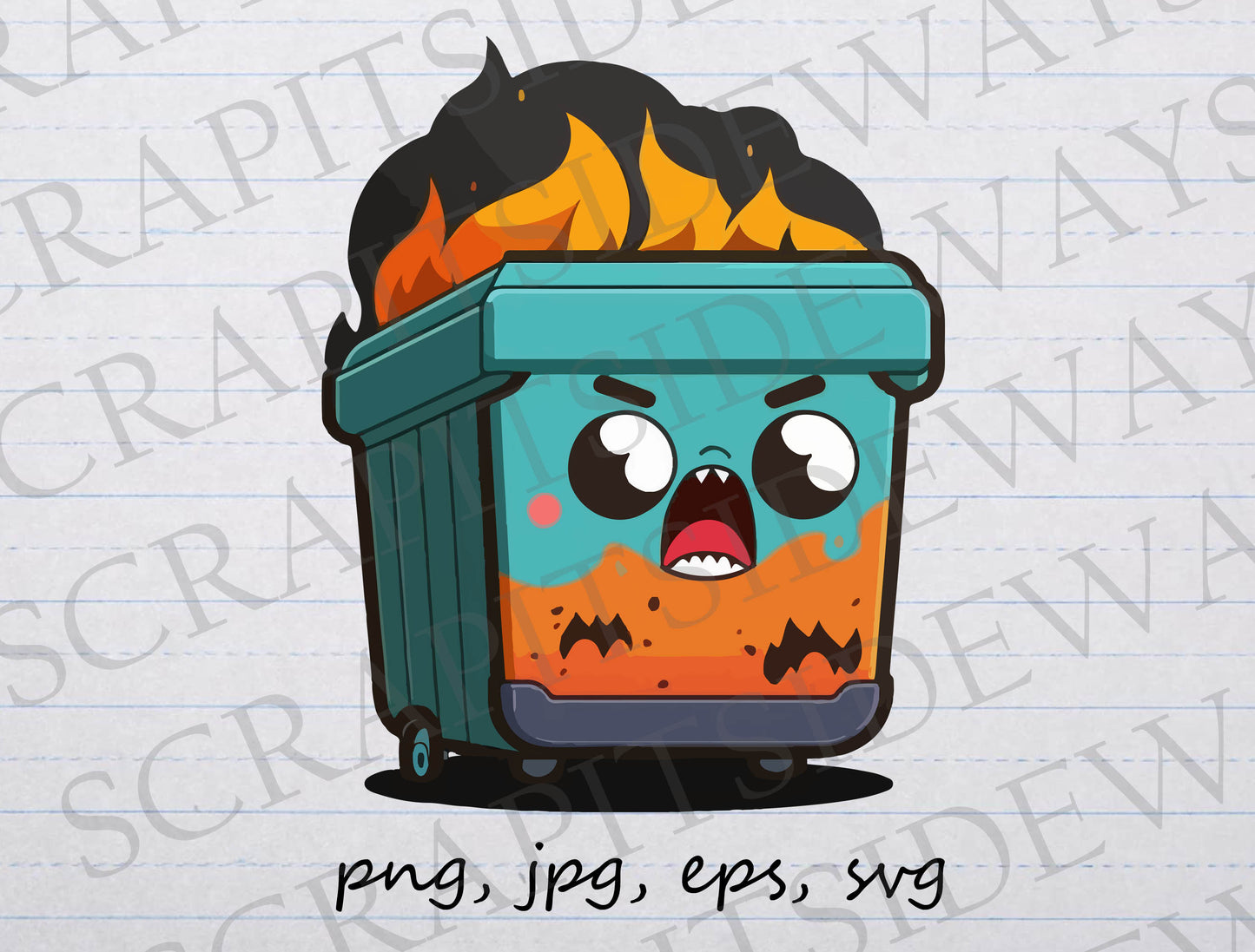 Dumpster fire clipart vector graphic svg png jpg eps cartoon garbage