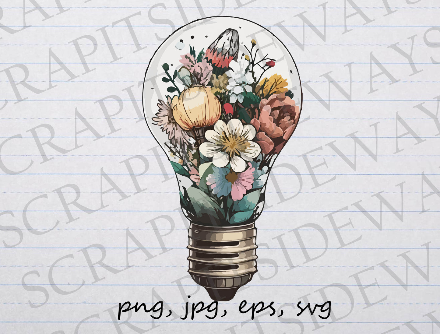 Lightbulb with flowers clipart vector graphic svg png jpg eps floral light bulb