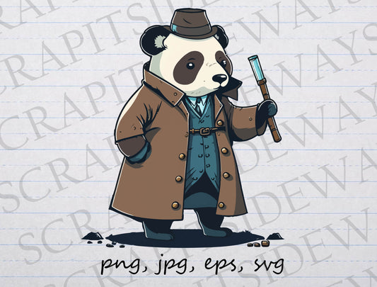 Panda in vintage clothes vector graphic svg png jpg eps clipart dapper panda