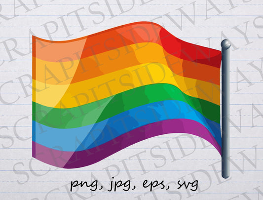 Gay pride flag clip art clipart vector graphic svg png jpg eps LQBTQ pride, queer pride, rainbow flag