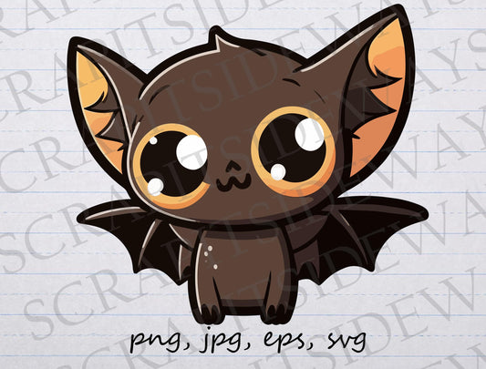 Cute kawaii Bat clipart vector graphic svg png jpg eps Halloween