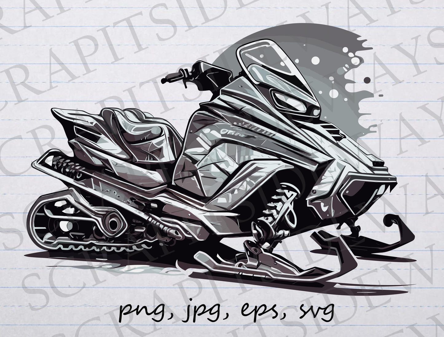 Snowmobile clipart vector graphic svg png jpg eps sled snow toy