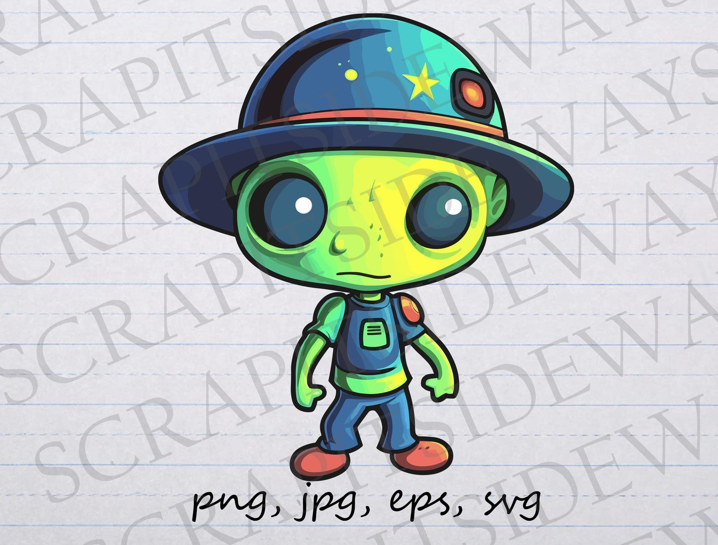 Cute alien clipart vector graphic svg png jpg eps alien cartoon alien