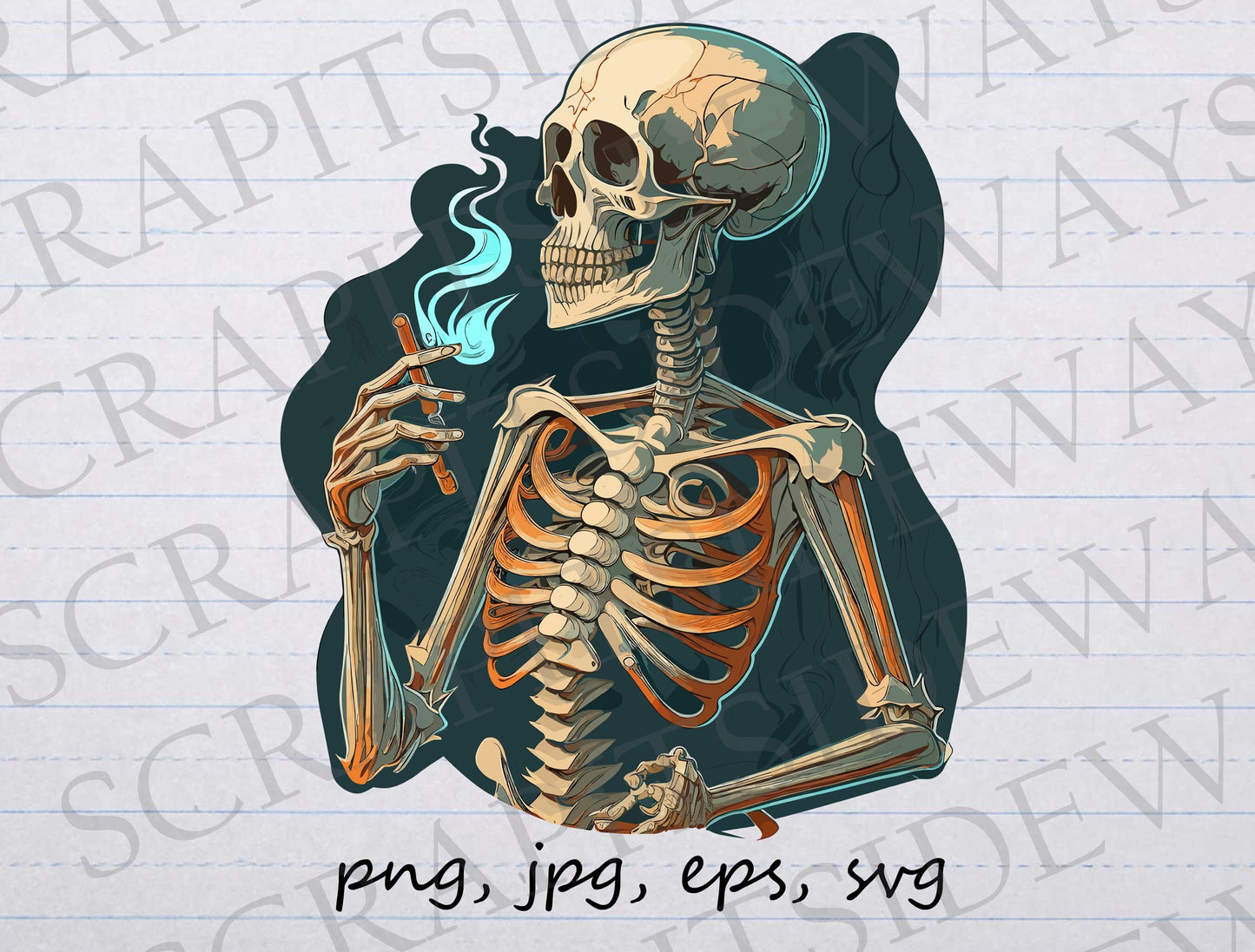 Skeleton smoking clipart vector graphic svg png jpg eps sticker design t-shirt design skull bad for your health