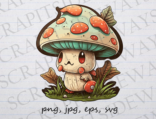 Mushroom creature clipart vector graphic svg png jpg eps fantasy mushroom man fungus