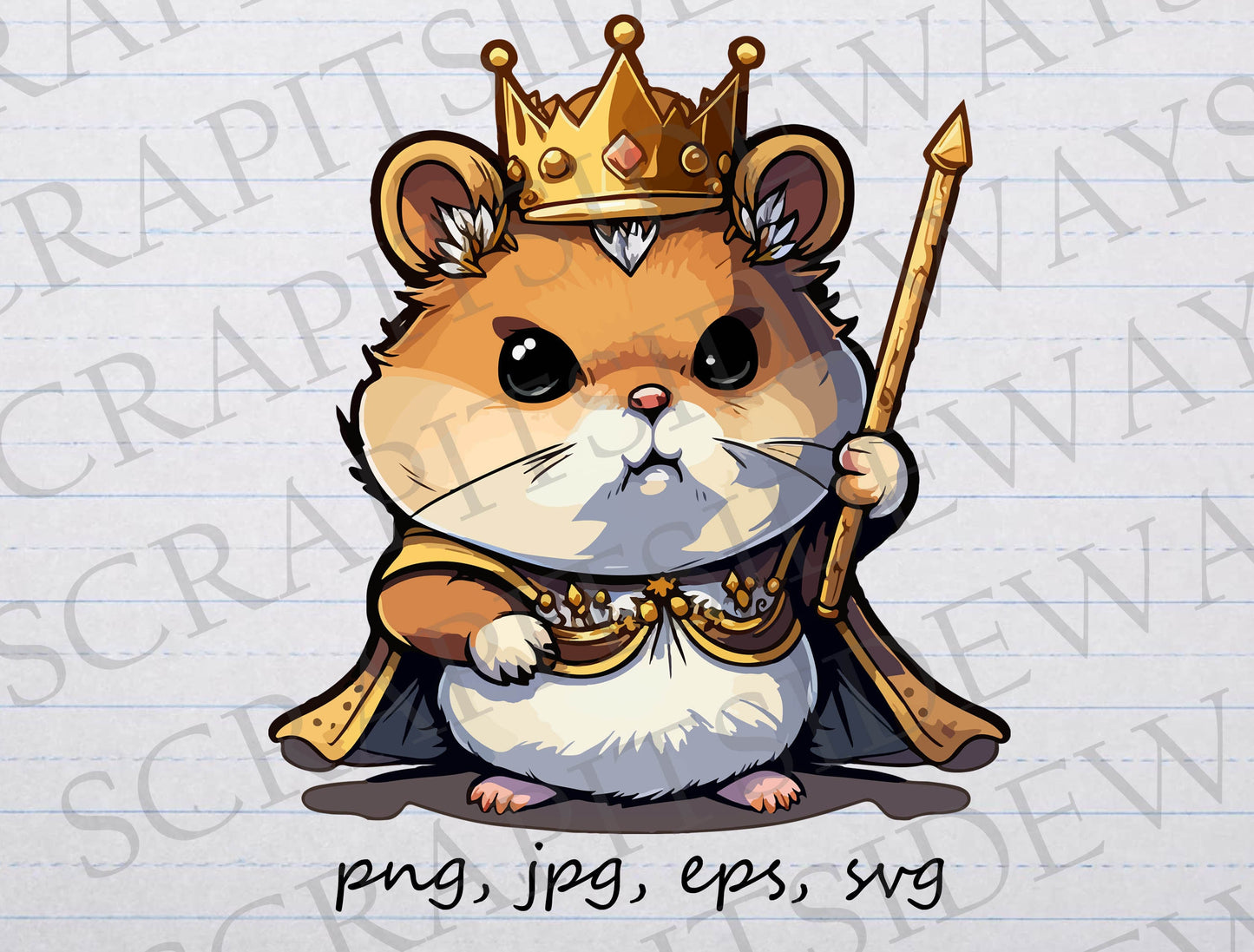 Hamster king clipart vector graphic svg png jpg eps royal hamster