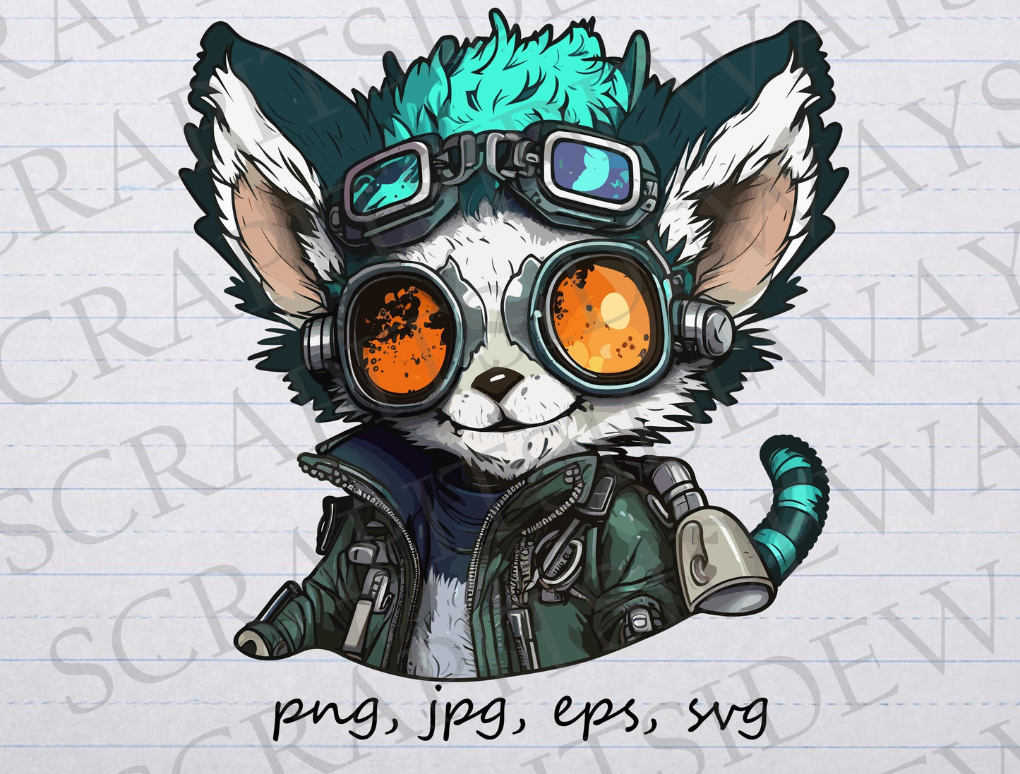 Lemur space pirate  clipart vector graphic svg png jpg eps cute steampunk space punk