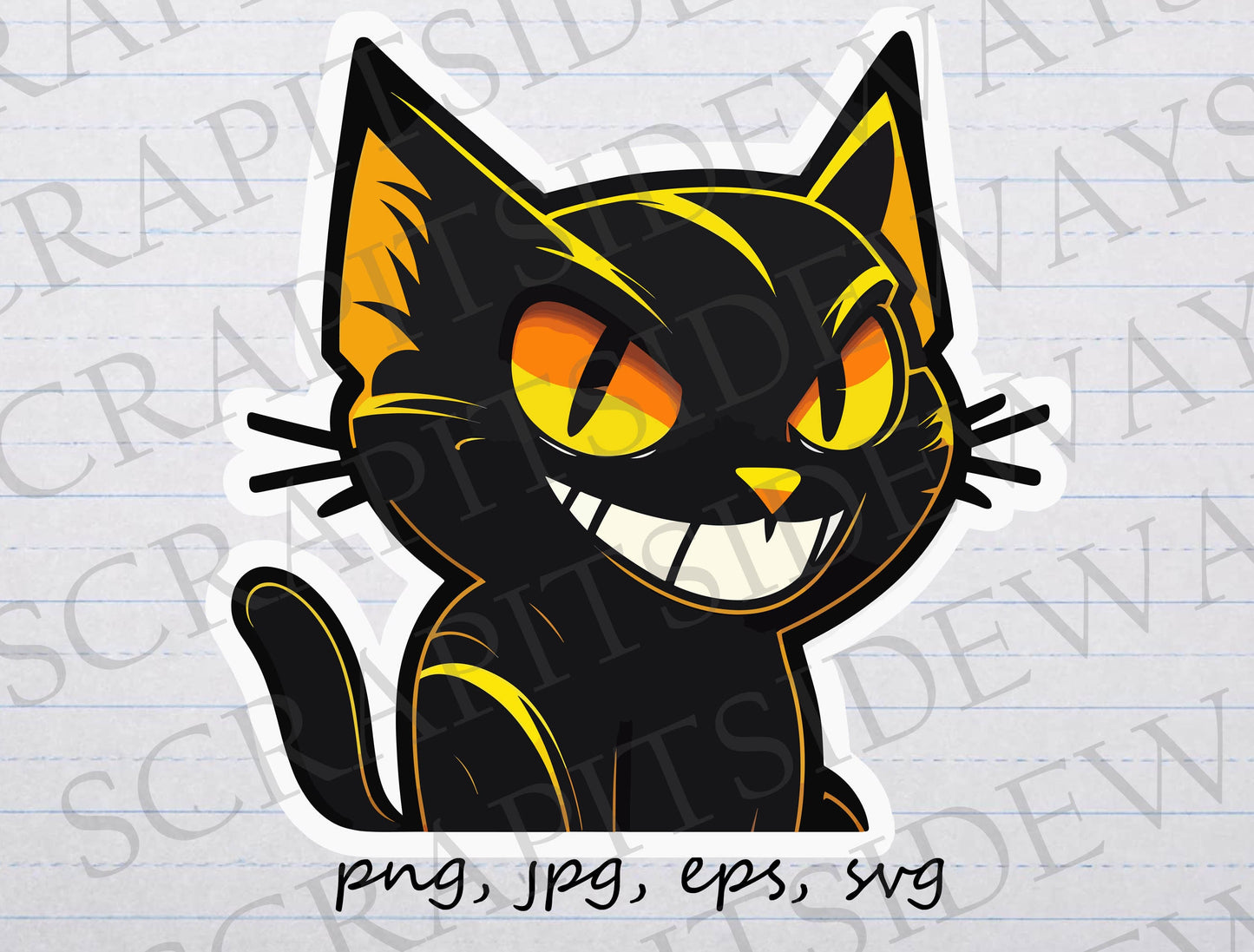 Sly cartoon cat clipart vector graphic svg png jpg eps kitty kitten