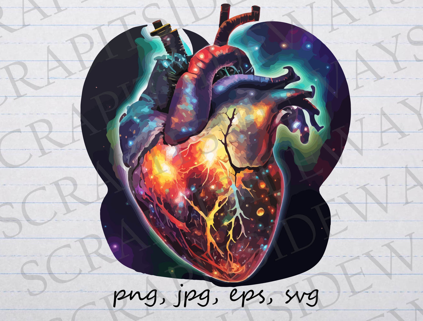 Anatomical galaxy heart clipart vector graphic svg png jpg eps outer space galaxies