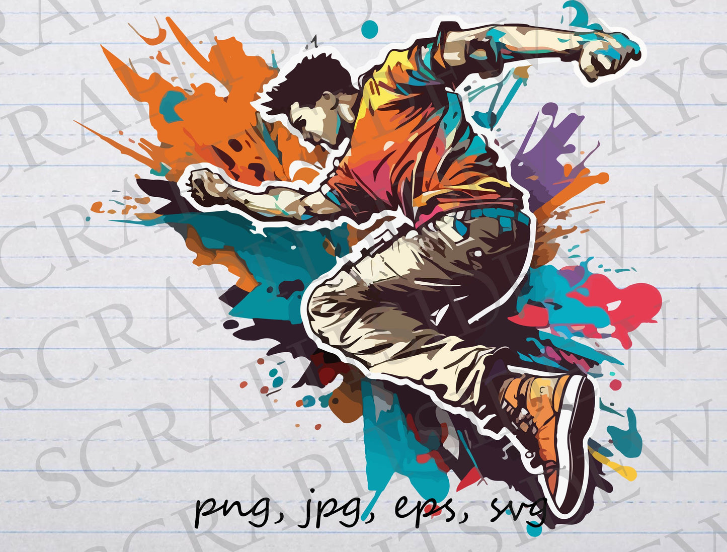 Colorful Parkour clipart vector graphic svg png jpg eps man jumping