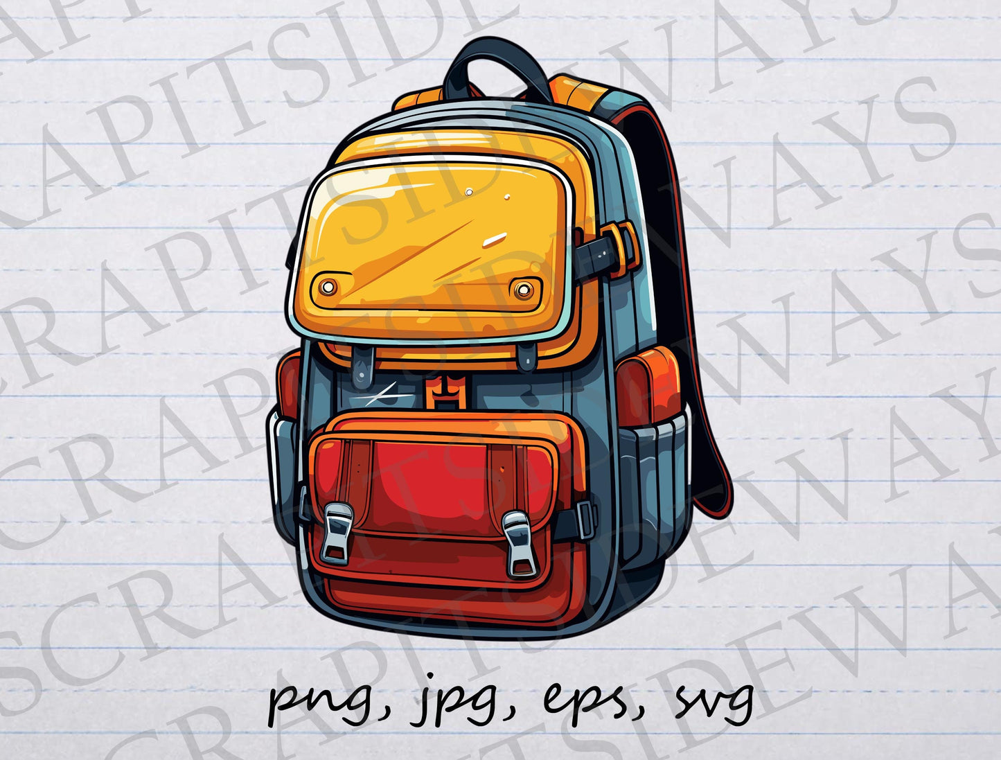 Backpack clipart vector graphic svg png jpg eps back to school knapsack Bag