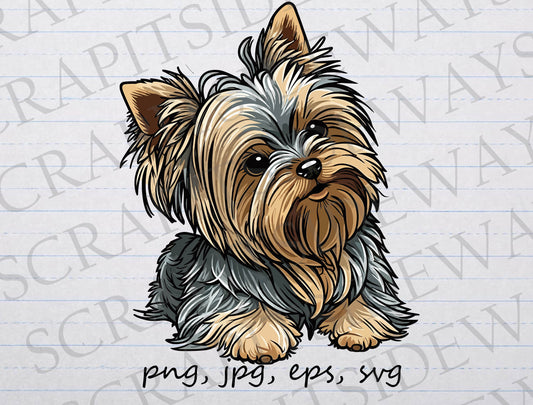 Cute Yorkie clipart vector graphic svg png jpg eps dog puppy Yorkshire terrier