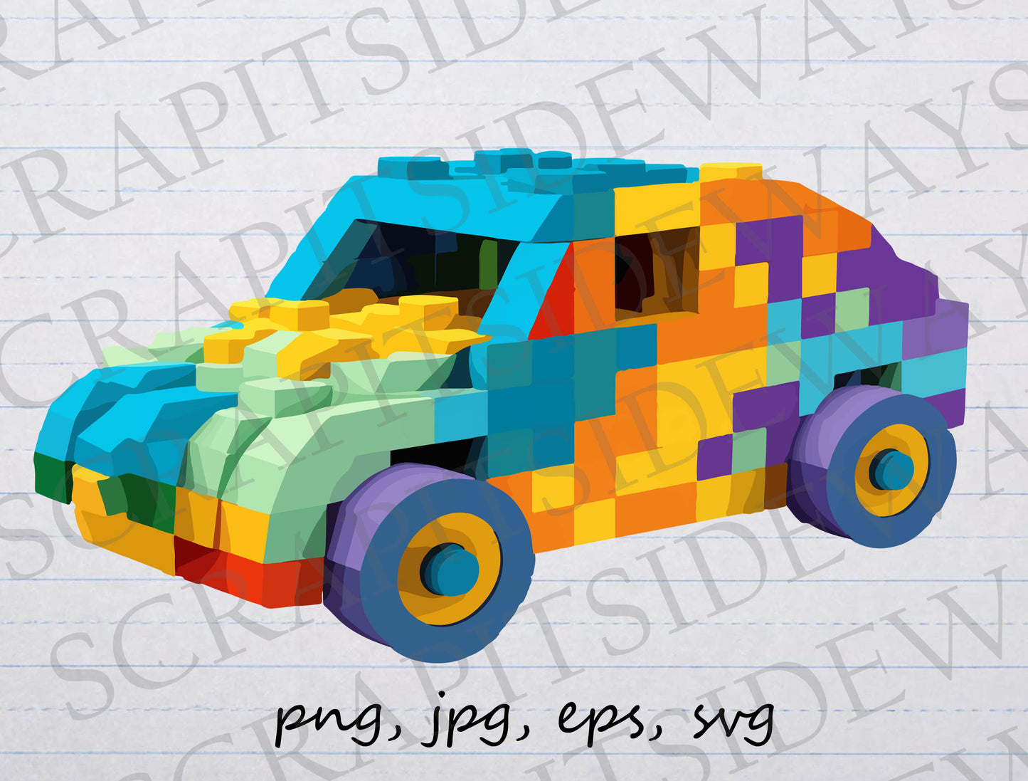 Toy Brick Car clipart vector graphic svg png jpg eps building blocks