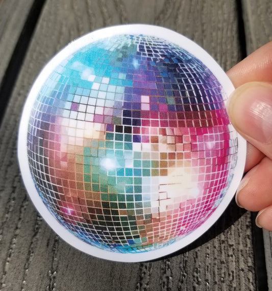 Disco Ball vinyl sticker 3 inches, water resistant decal, retro music, disco fever, disco lover, vintage music, 1970s disco