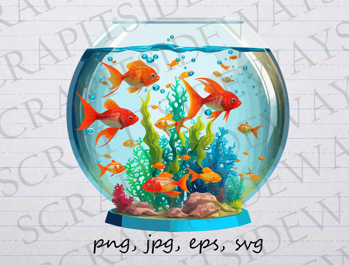 Aquarium Fish tank clipart vector graphic svg png jpg eps fish colorful goldfish