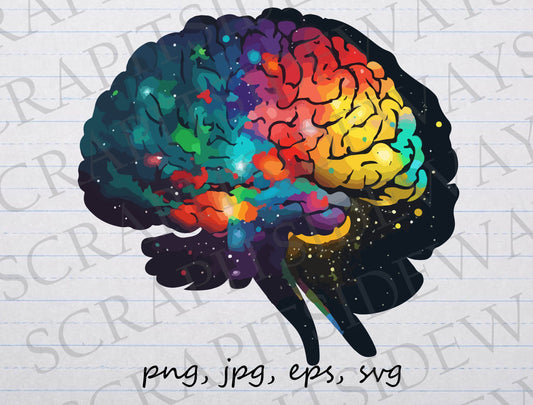 Galaxy brain clipart vector graphic svg png jpg eps brain with galaxies colorful