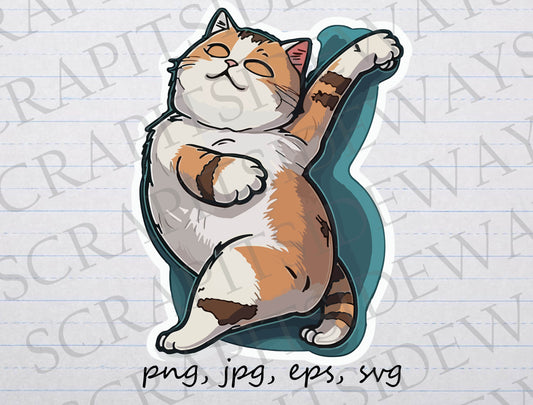 Dancing fat cat clipart vector graphic svg png jpg eps kitty tango