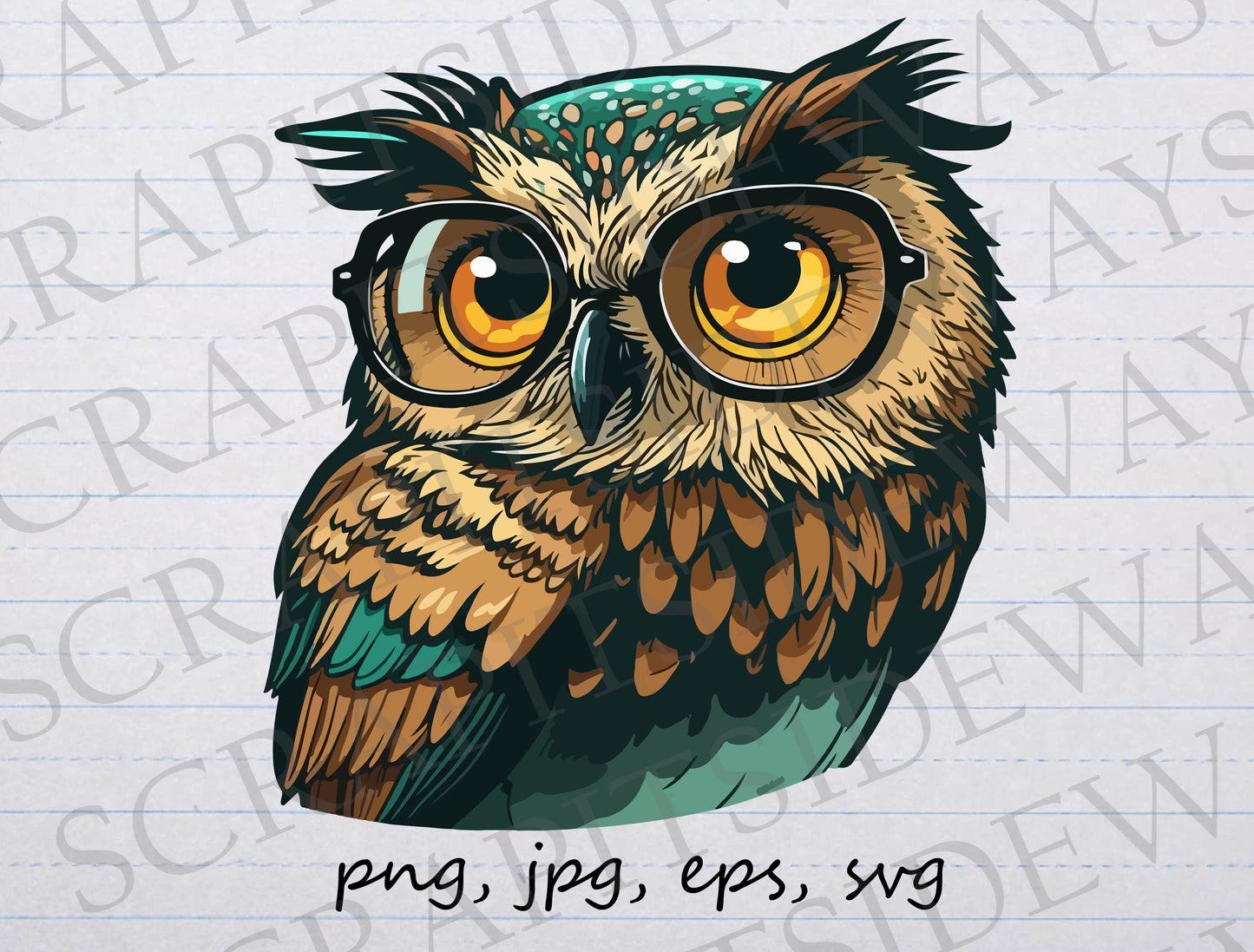 Owl in glasses clipart vector graphic svg png jpg eps hipster bird