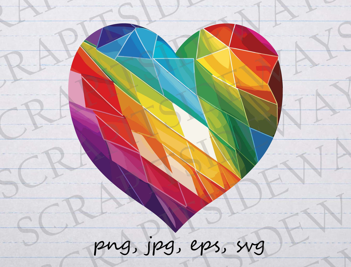 Rainbow heart clip art clipart vector graphic svg png jpg eps, colorful heart, gay pride heart, mosaic heart