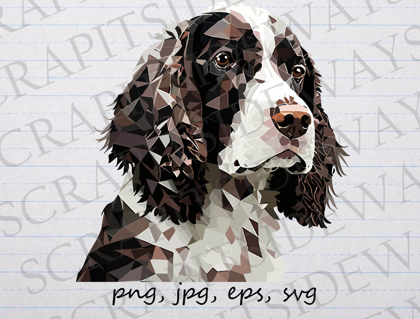 Geometric Springer Spaniel clipart vector graphic svg png jpg eps geometric dog puppy