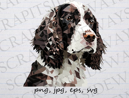 Geometric Springer Spaniel clipart vector graphic svg png jpg eps geometric dog puppy