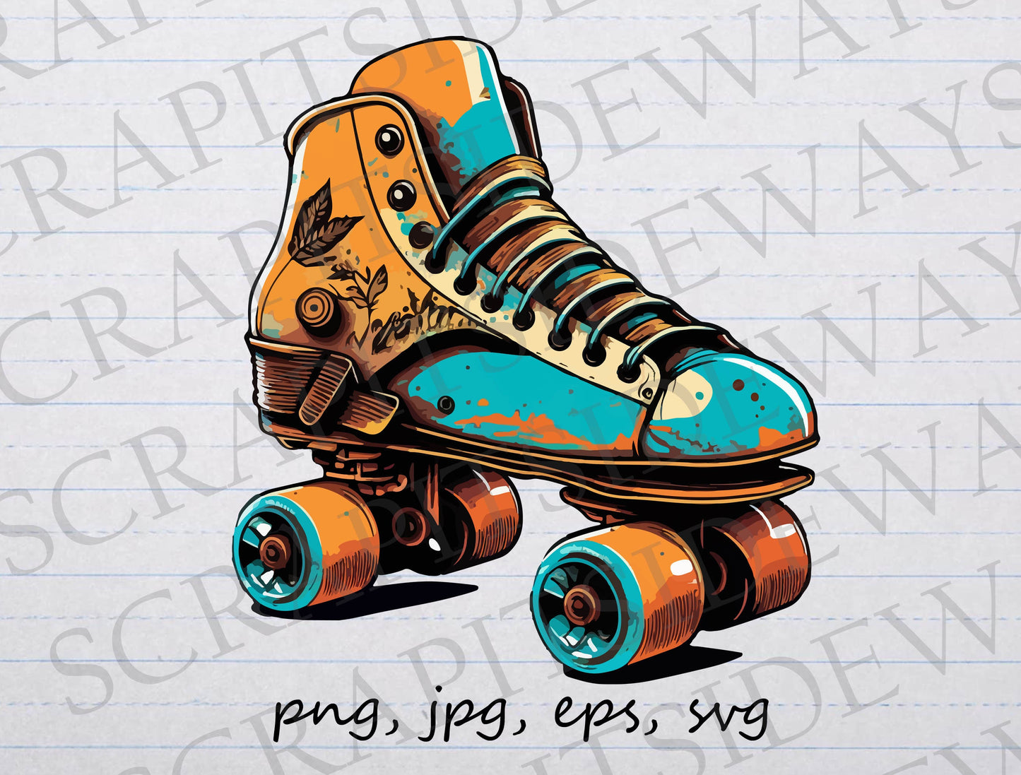 Retro roller skate 2 clipart vector graphic svg png jpg eps skating roller derby