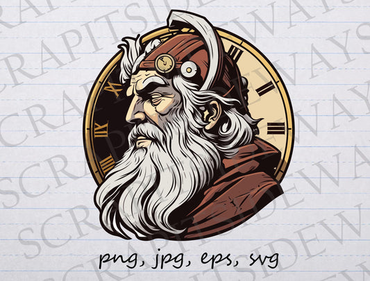 Father time clipart vector graphic svg png jpg eps old man clock watch