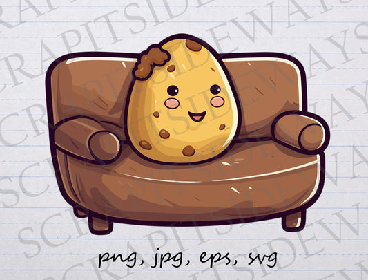 Couch potato clipart vector graphic svg png jpg eps funny food funny potato cute potato