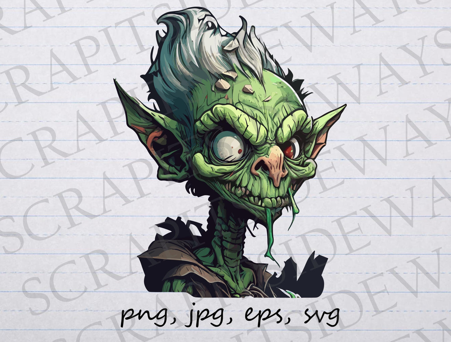 Funny cross-eyed goblin clipart clip art vector graphic svg png jpg eps sticker design, cute goblin, earth goblin, forest goblin