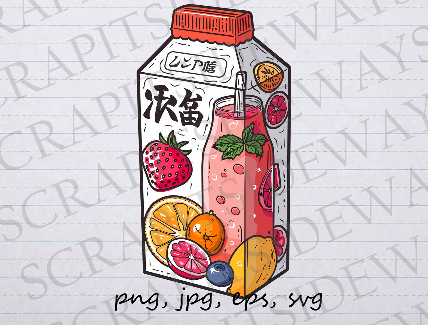 Japanese style juice box clip art clipart vector graphic svg png jpg eps food, fruit, juice carton