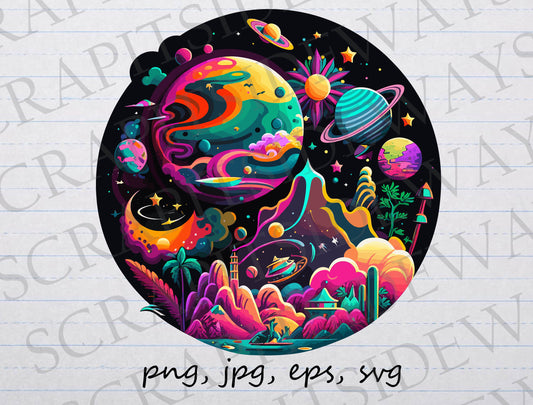 Alien planet 2 clipart vector graphic svg png jpg eps outer space