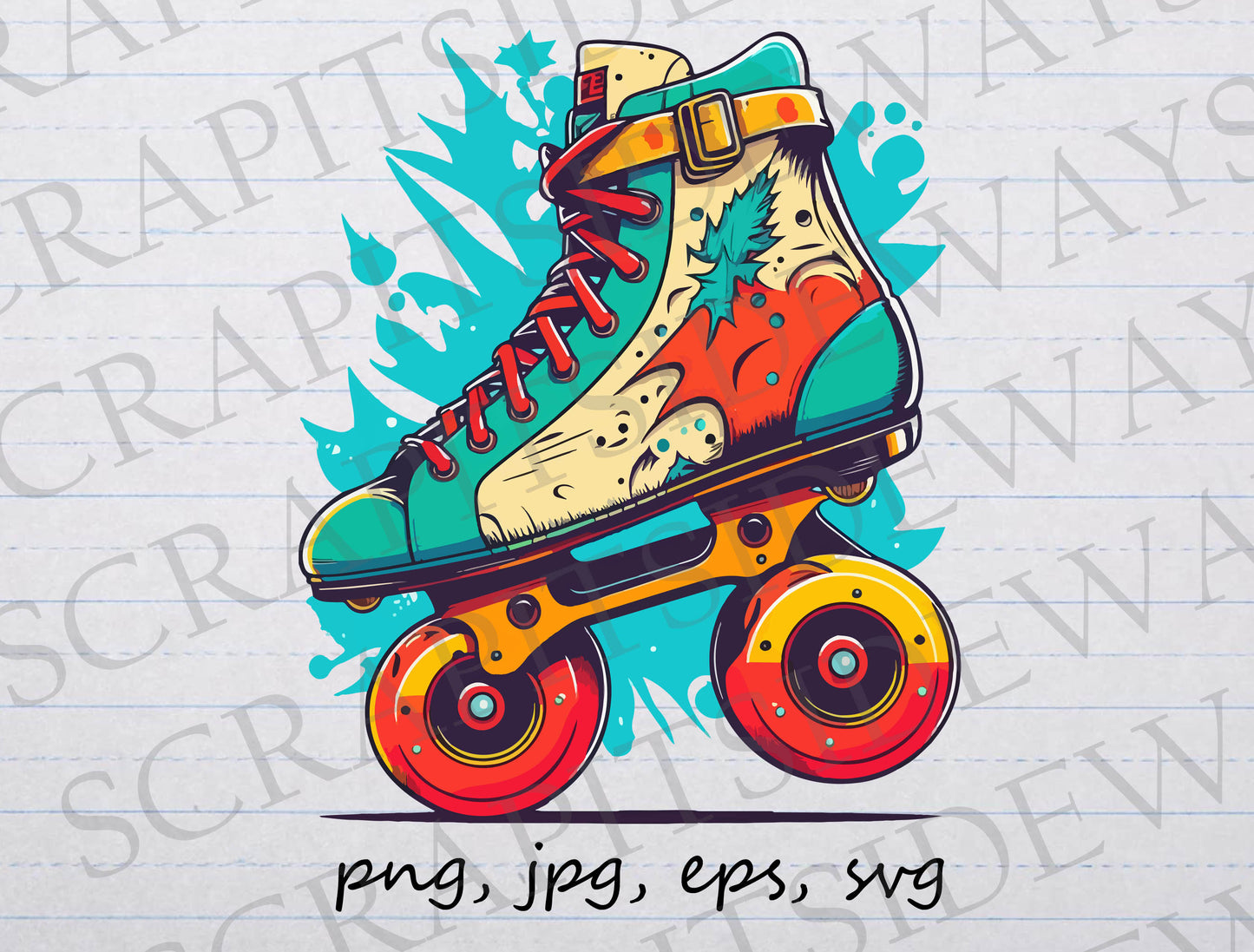 Retro roller skate clipart vector graphic svg png jpg eps skating roller derby