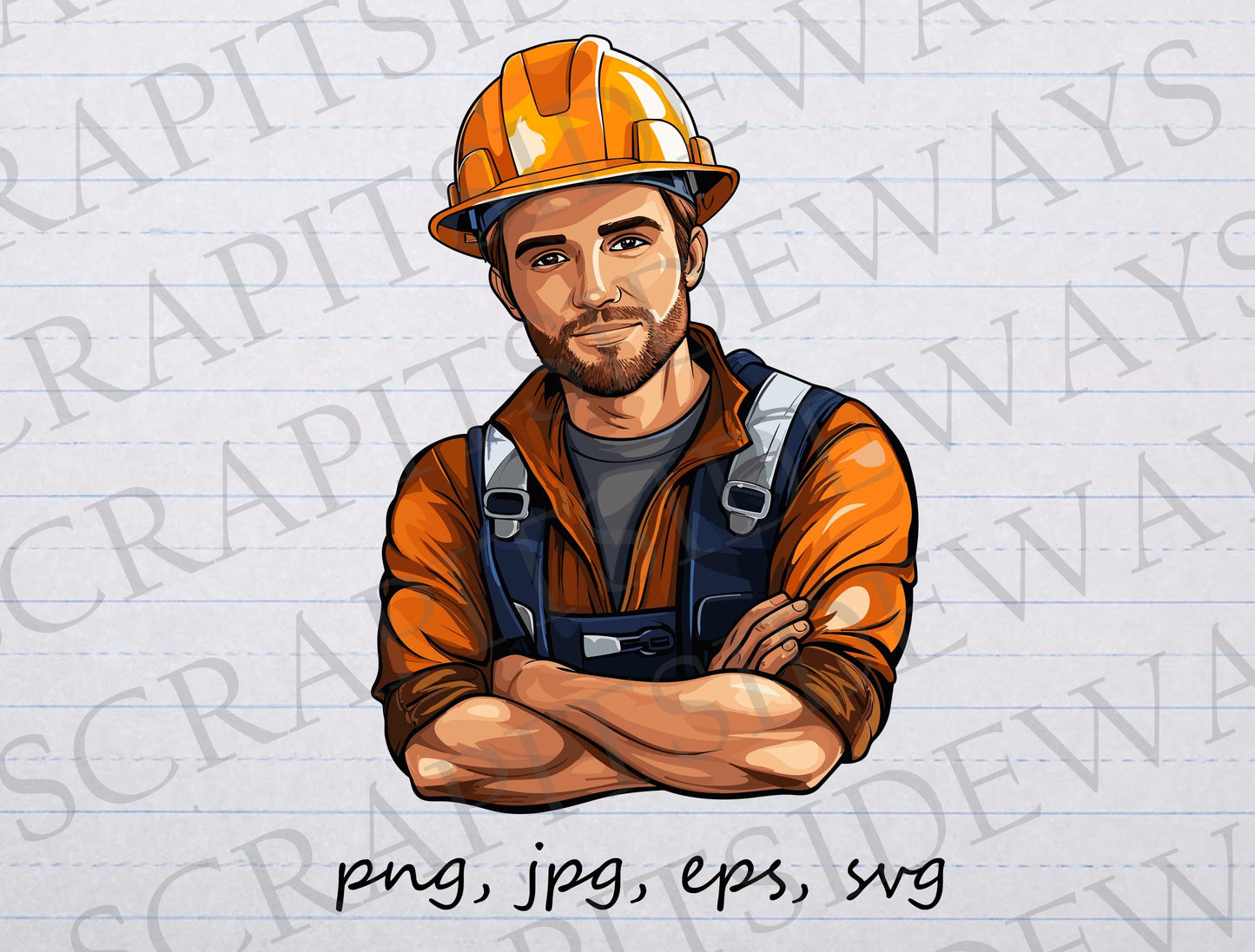 Construction worker clip art clipart vector graphic svg png jpg eps sticker design t-shirt design, hard hat, laborer, worker