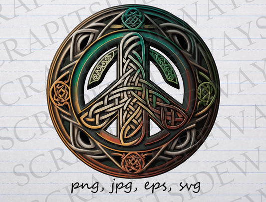 Celtic peace symbol clipart vector graphic svg png jpg eps peace sign