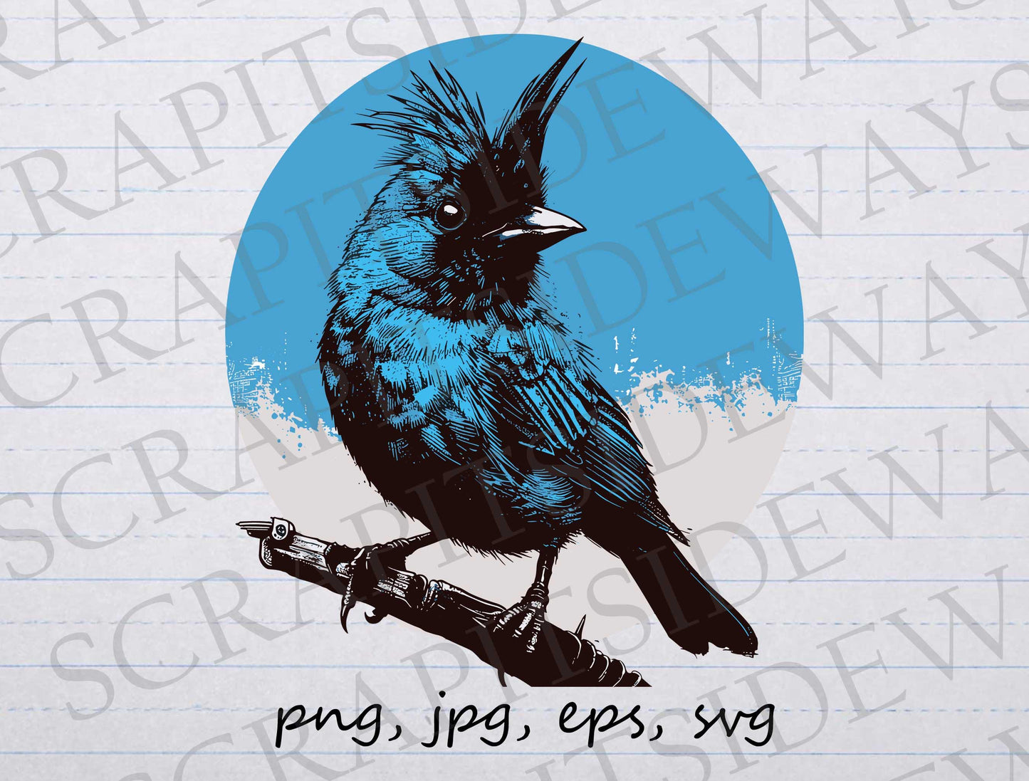 Grunge blue jay clip art clipart vector graphic svg png jpg eps bird, bird lover, bird watcher, bluejay, bluebird, blue bird