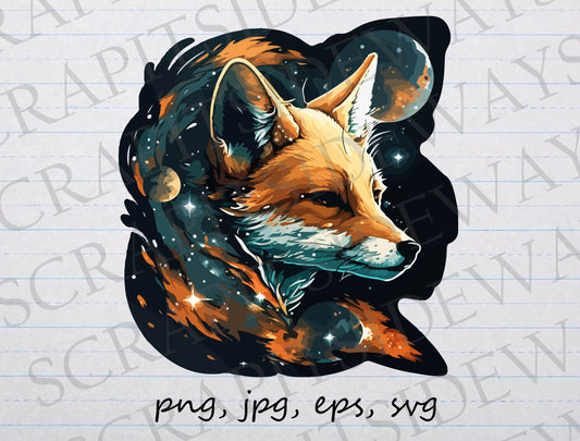 Space fox clipart vector graphic svg png jpg eps galaxy galaxies outer space