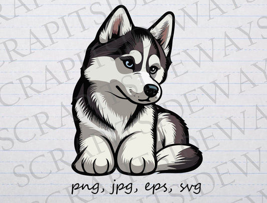 Cute husky clipart vector graphic svg png jpg eps dog puppy