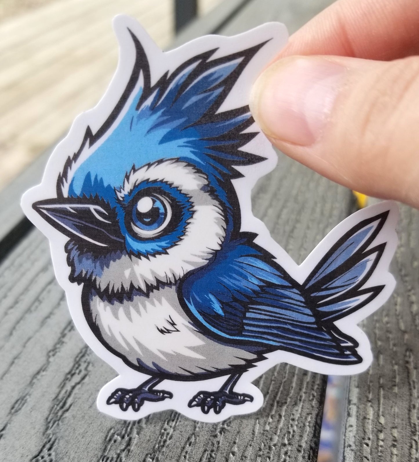 Blue bird vinyl sticker 3 inches, water resistant decal, bluejay, cute bird, bird lover, cartoon bird