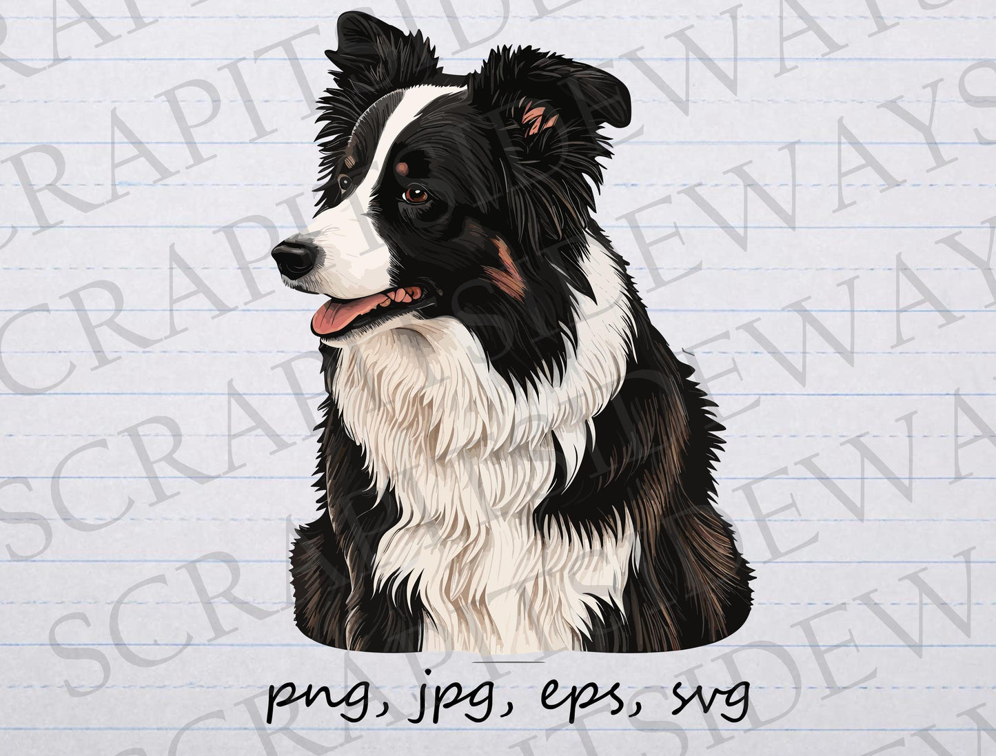 Border Collie clipart vector graphic svg png jpg eps dog puppy head