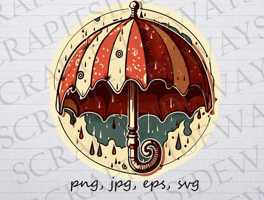 Rainy Umbrella clipart vector graphic svg png jpg eps rain