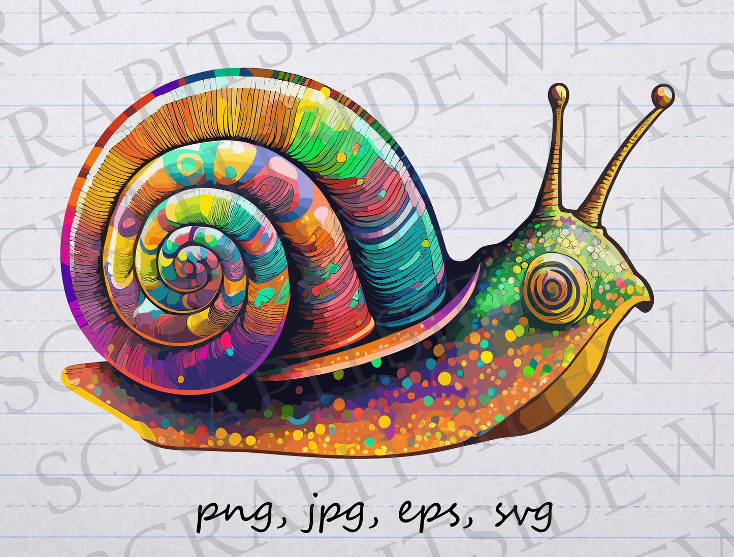 Colorful snail clipart vector graphic svg png jpg eps psychedelic animal rainbow