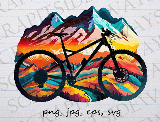 Colorful mountain bike clipart vector graphic svg png jpg eps bicycle