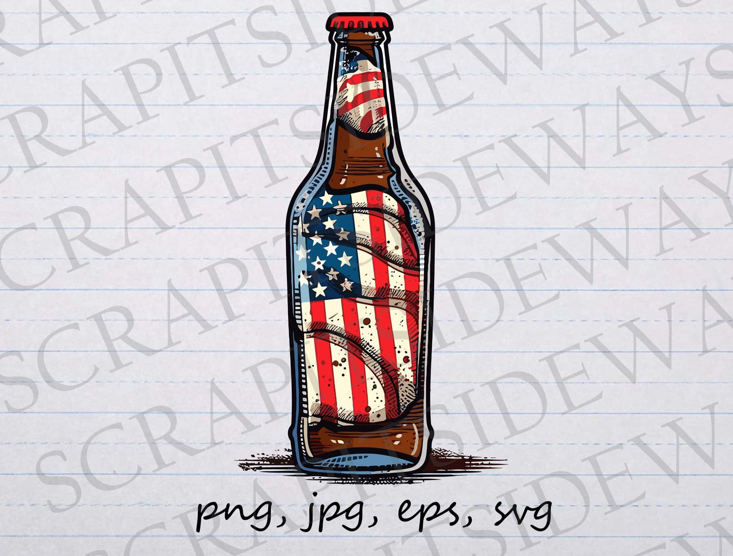 Patriotic Beer clip art clipart vector graphic svg png jpg eps sticker design, beverage, cocktail, american flag beer, USA beer