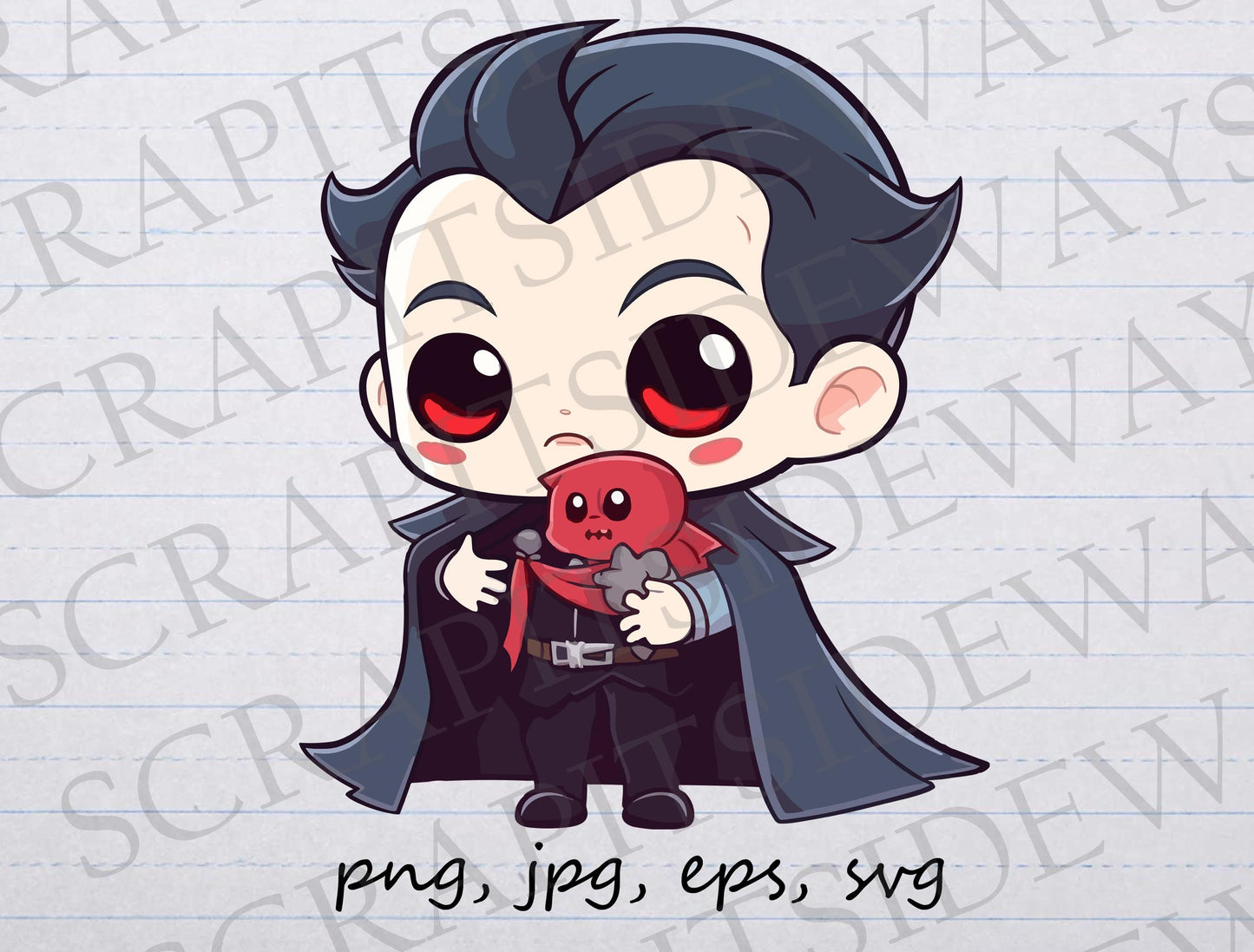 cute Dracula with plushie clipart vector graphic svg png jpg eps monster creepy cute Halloween vampire