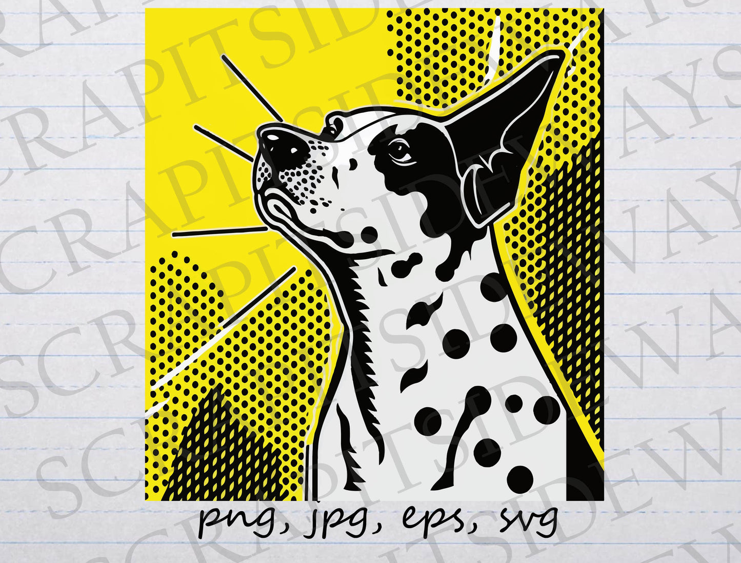 Pop art dog clipart vector graphic svg png jpg eps puppy dalmatian