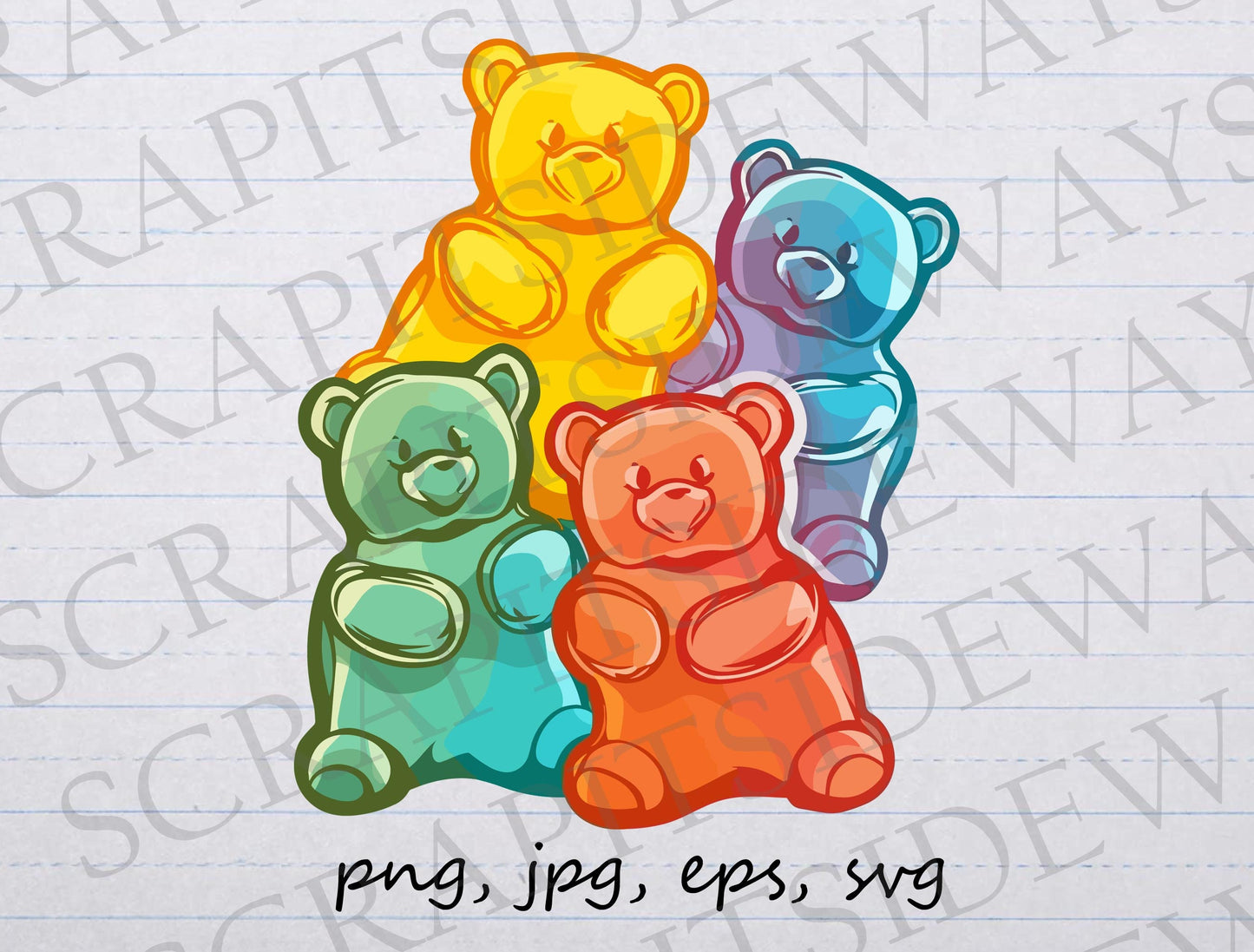 Gummy bears candy clip art clipart vector graphic svg png jpg eps, gummy candy, sweets, gummies