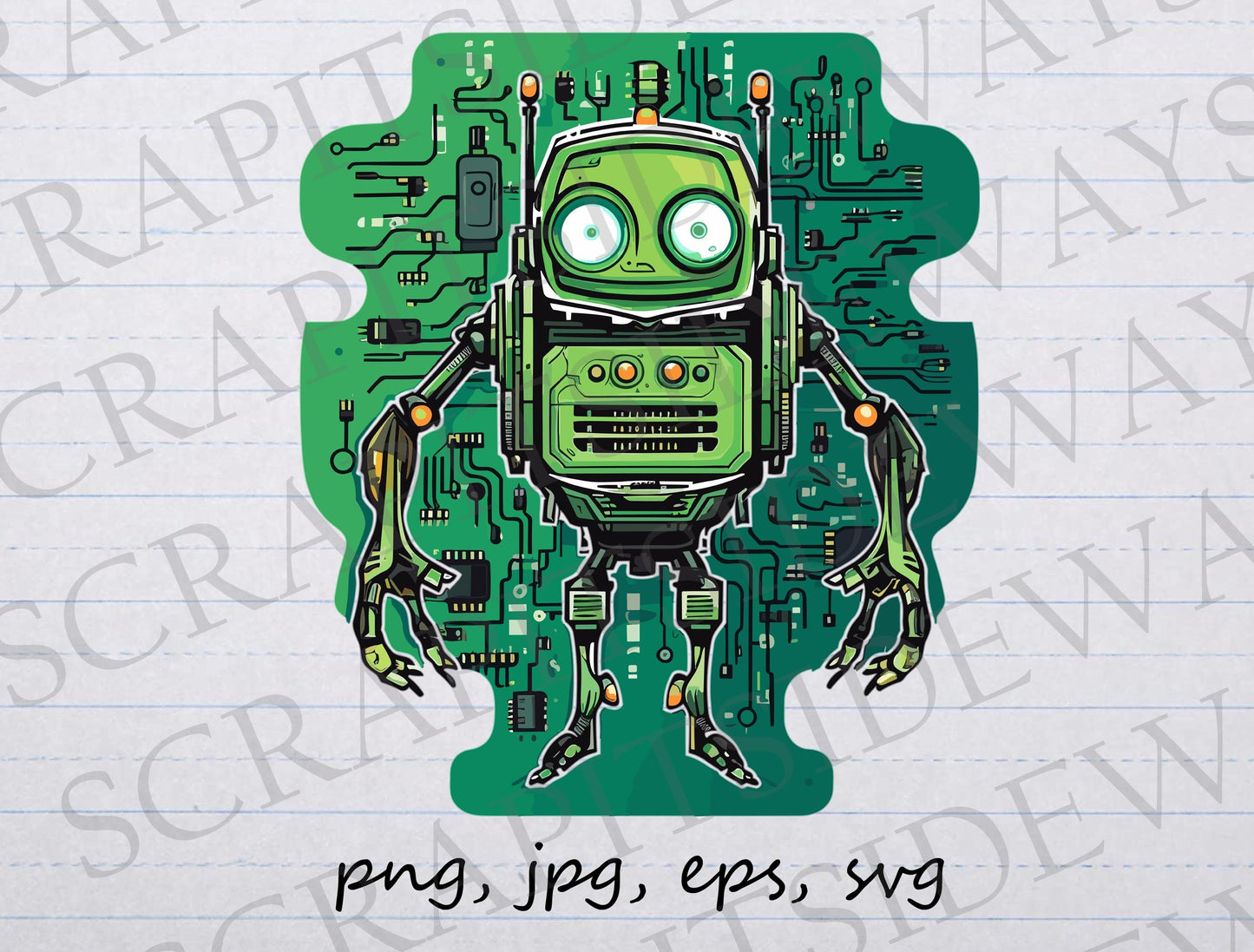 Cute circuit robot clipart vector graphic svg png jpg eps sticker design t-shirt robotics circuits