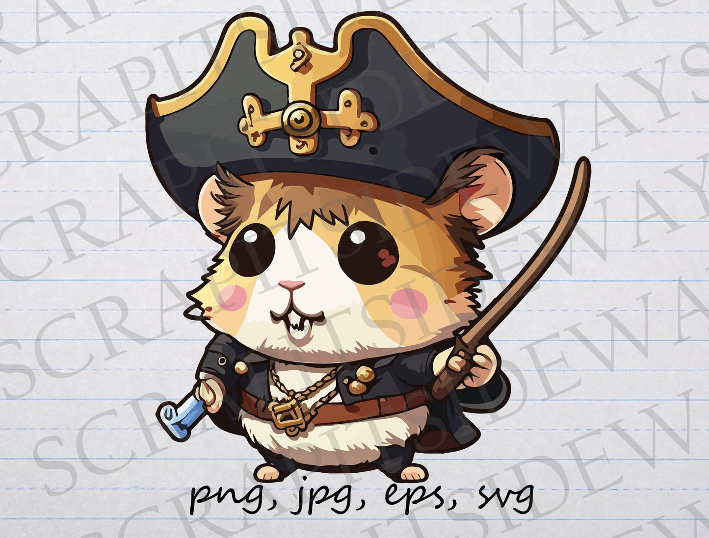 Hamster pirate clipart vector graphic svg png jpg eps cute pet