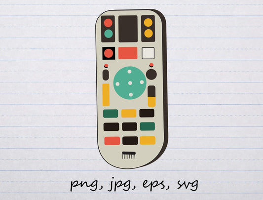 Retro TV remote control clipart vector graphic svg png jpg eps television remote clicker