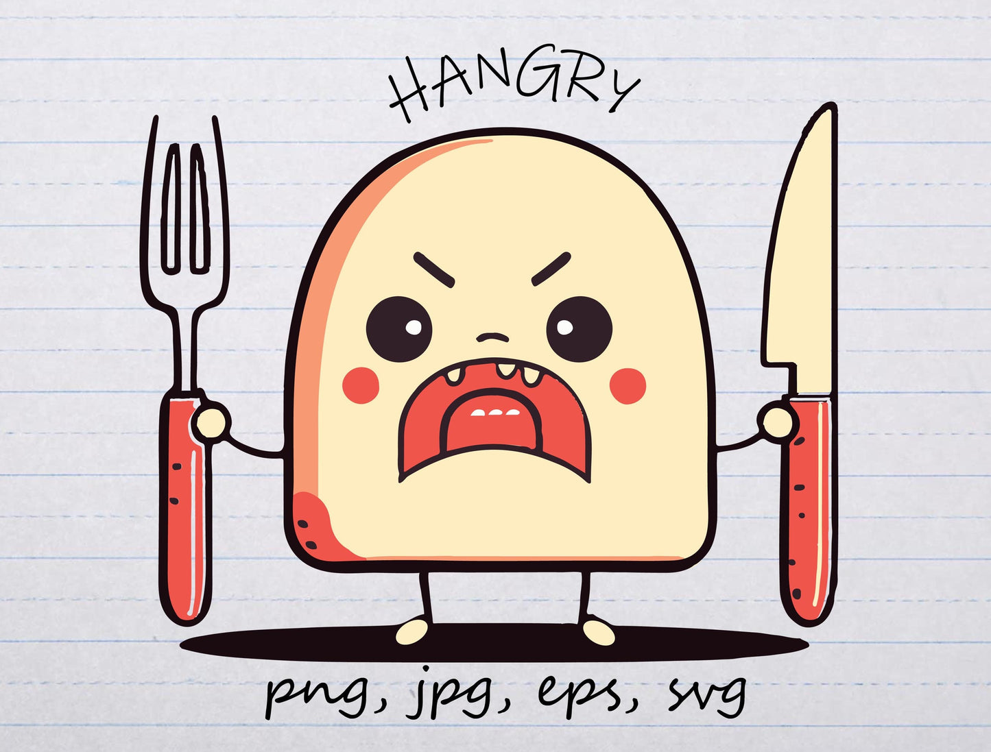 Hangry hungry angry clipart vector graphic svg png jpg eps funny cartoon hunger mad